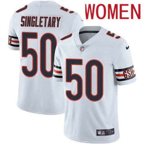 Cheap Women Chicago Bears 50 Mike Singletary Nike White Game Retired Player NFL Jersey